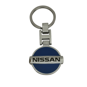 Nissan Logo Keychain - Sleek Metal Design, Leather Strap, Durable Construction, Perfect for Nissan Enthusiasts and Car Owners