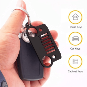 Auto Grille Key Chain, Key Chain Accessories Laser Cut 304 Stainless Steel, Key Chain Rings, Suitable For Most Car Keys Will Never Rust, Bend, Black